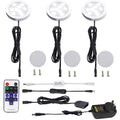 Premium Round Display LED Puck Lights – Daylight White 3 Pack with Remote