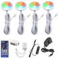 RGBWW 4-Light Under Cabinet LED Puck Light Kit with IR Remote - 12W