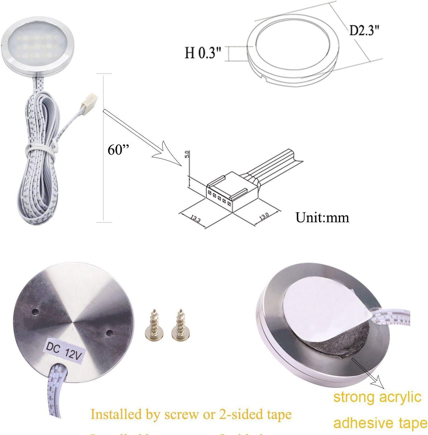 RGBWW 4-Light Under Cabinet LED Puck Light Kit with IR Remote - 12W