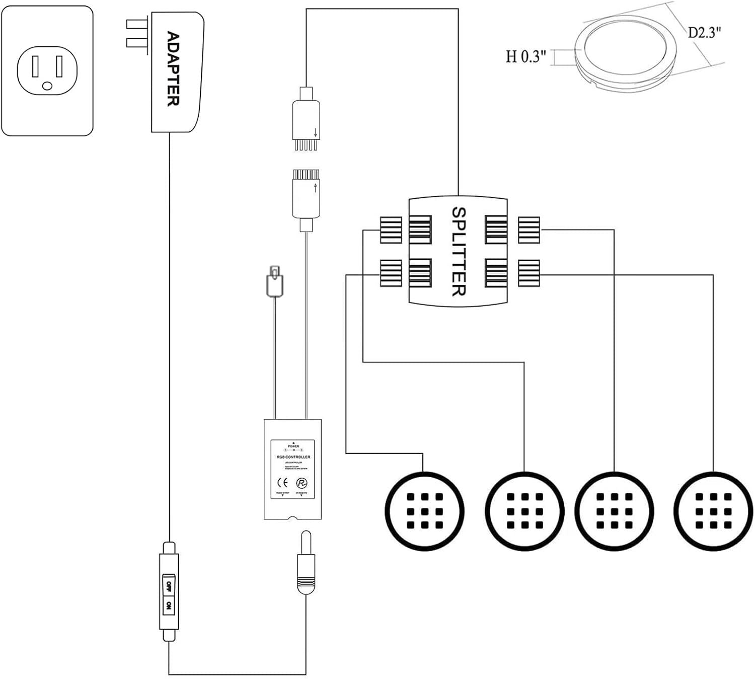 RGBWW 4-Light Under Cabinet LED Puck Light Kit with IR Remote - 12W