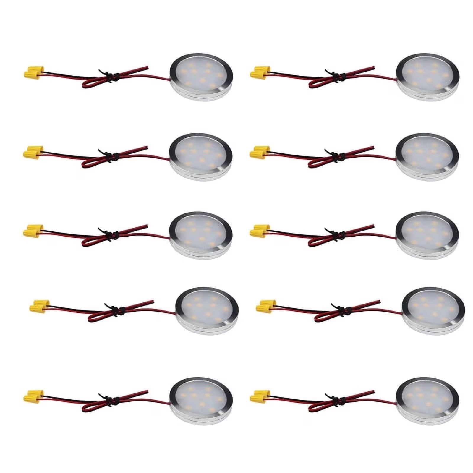 Premium Under Cabinet LED Puck Lights – Warm White 10 Pack, 12V Hardwired Design