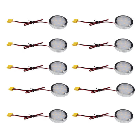 Premium Under Cabinet LED Puck Lights – Warm White 10 Pack, 12V Hardwired Design