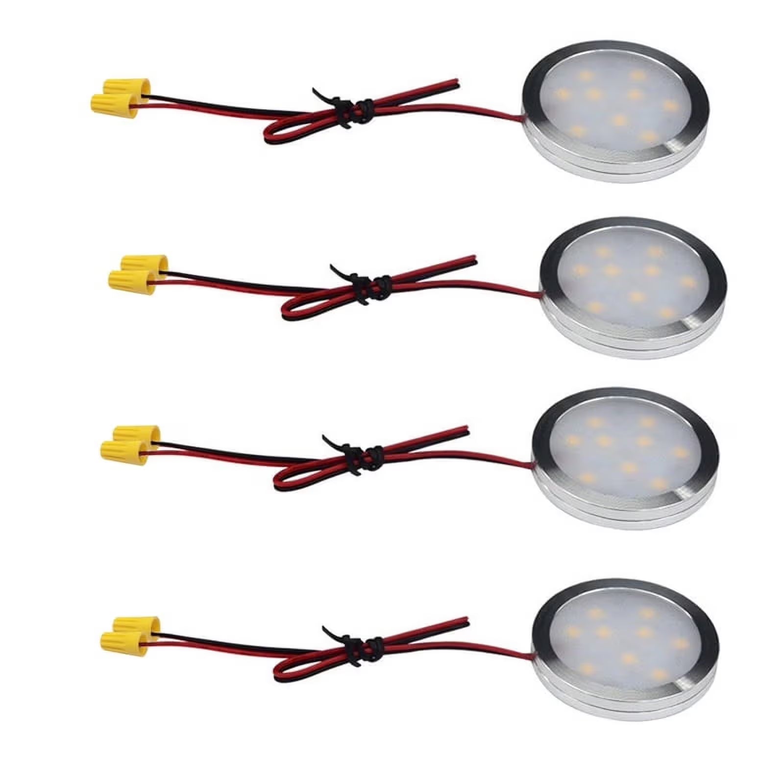 Premium Under Cabinet LED Puck Lights – Day White 4 Pack, 12V Hardwired Design