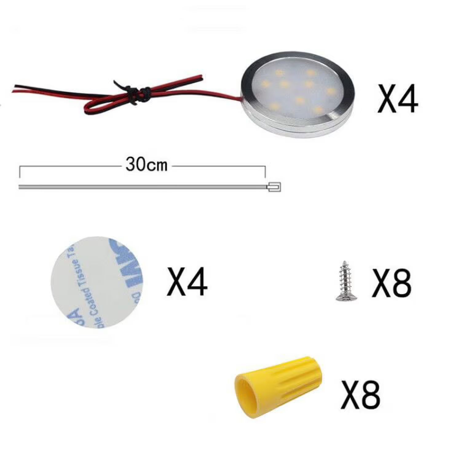 Premium Under Cabinet LED Puck Lights – Day White 4 Pack, 12V Hardwired Design