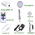 AIBOO 4 Light Warm White LED Under Cabinet Puck Light Kit Dimmable Remote