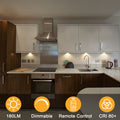 AIBOO 4 Light Warm White LED Under Cabinet Puck Light Kit Dimmable Remote