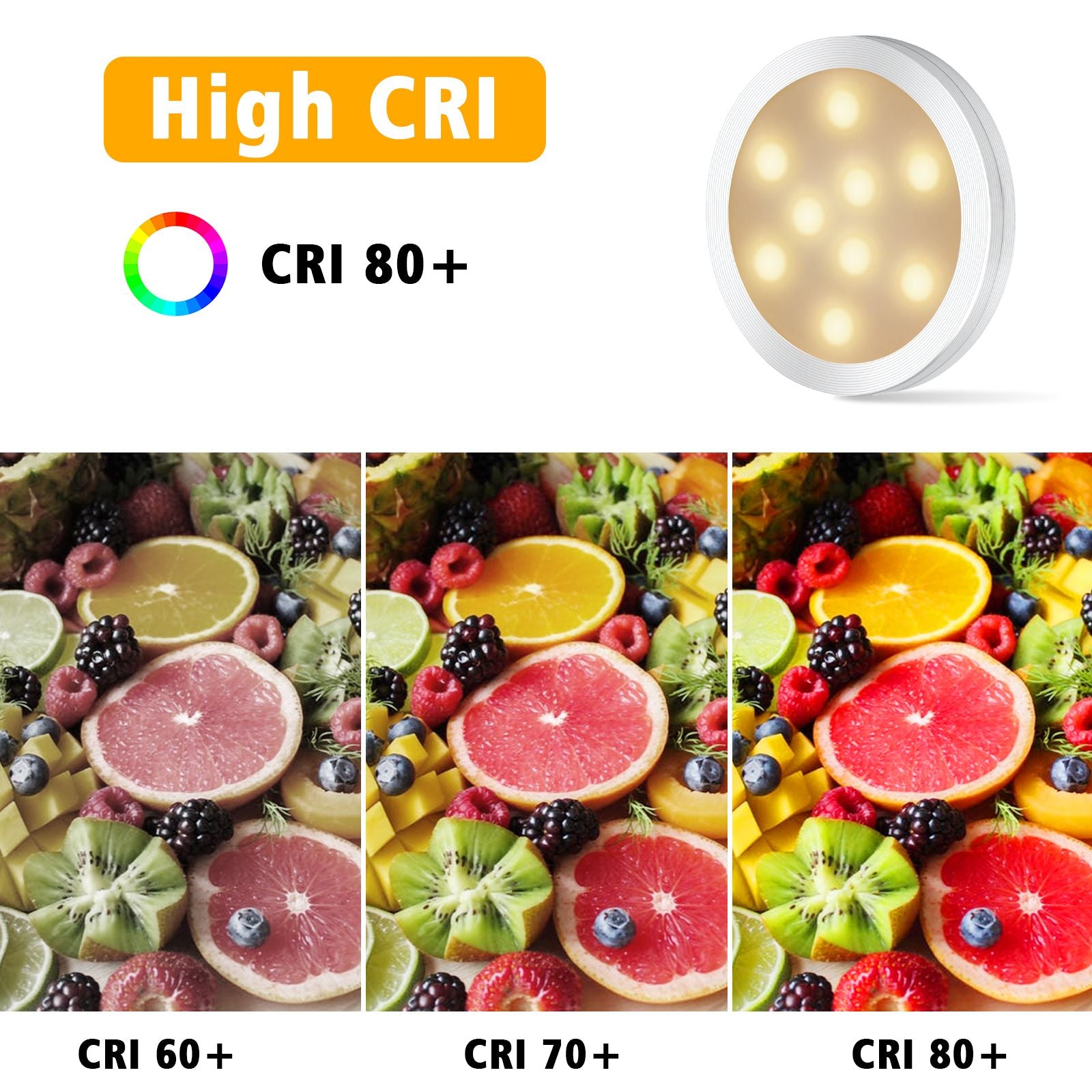 AIBOO 4 Light Warm White LED Under Cabinet Puck Light Kit Dimmable Remote
