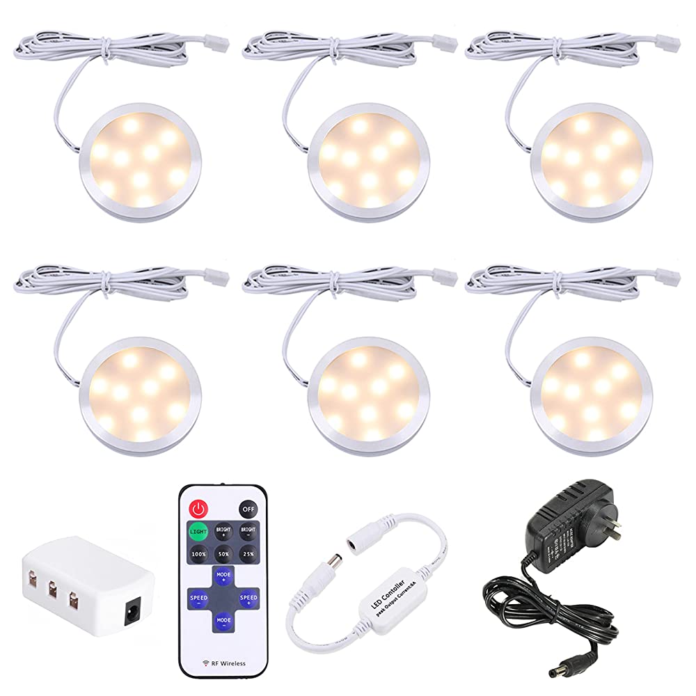 Dimmable LED Under Cabinet Lighting Kit, 6 Ultra Slim Puck Lights with Remote - SuperSaverAU - view 1