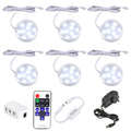 Dimmable LED Under Cabinet Lighting Kit, 6 Ultra Slim Puck Lights, 12V with Remote - SuperSaverAU - view 1