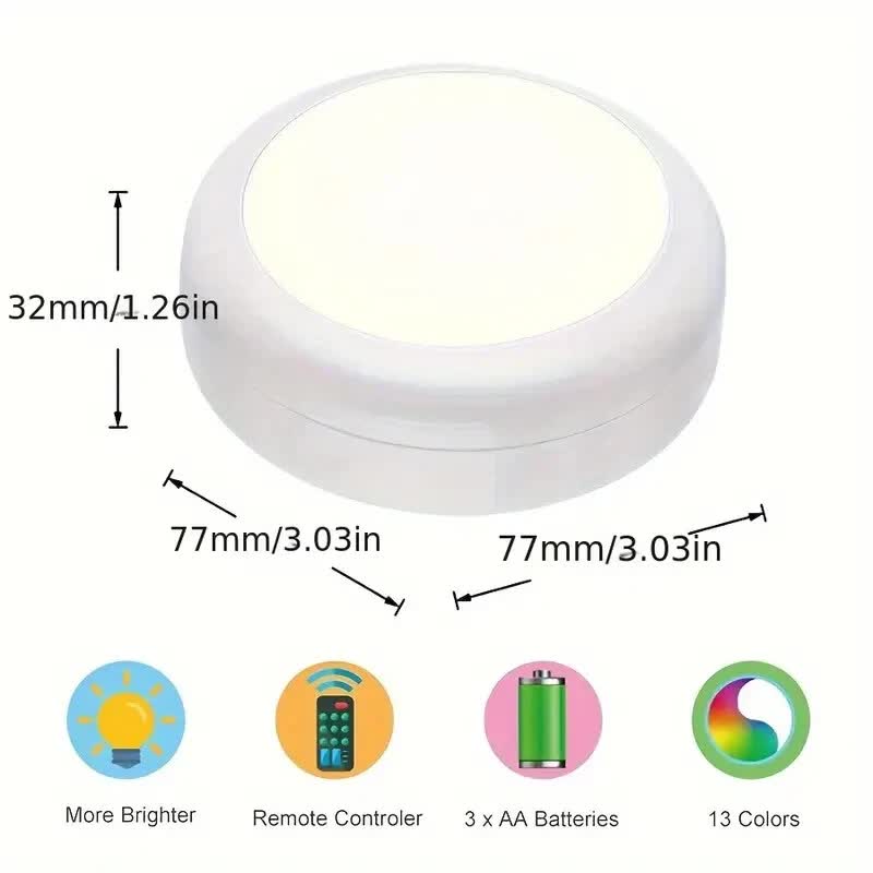 6 Pack RGBW LED Cabinet Lights, Remote Control, Battery Operated, Dimmable - SuperSaverAU - view 6