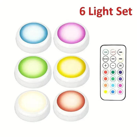 6 Pack RGBW LED Cabinet Lights, Remote Control, Battery Operated, Dimmable - SuperSaverAU - view 1