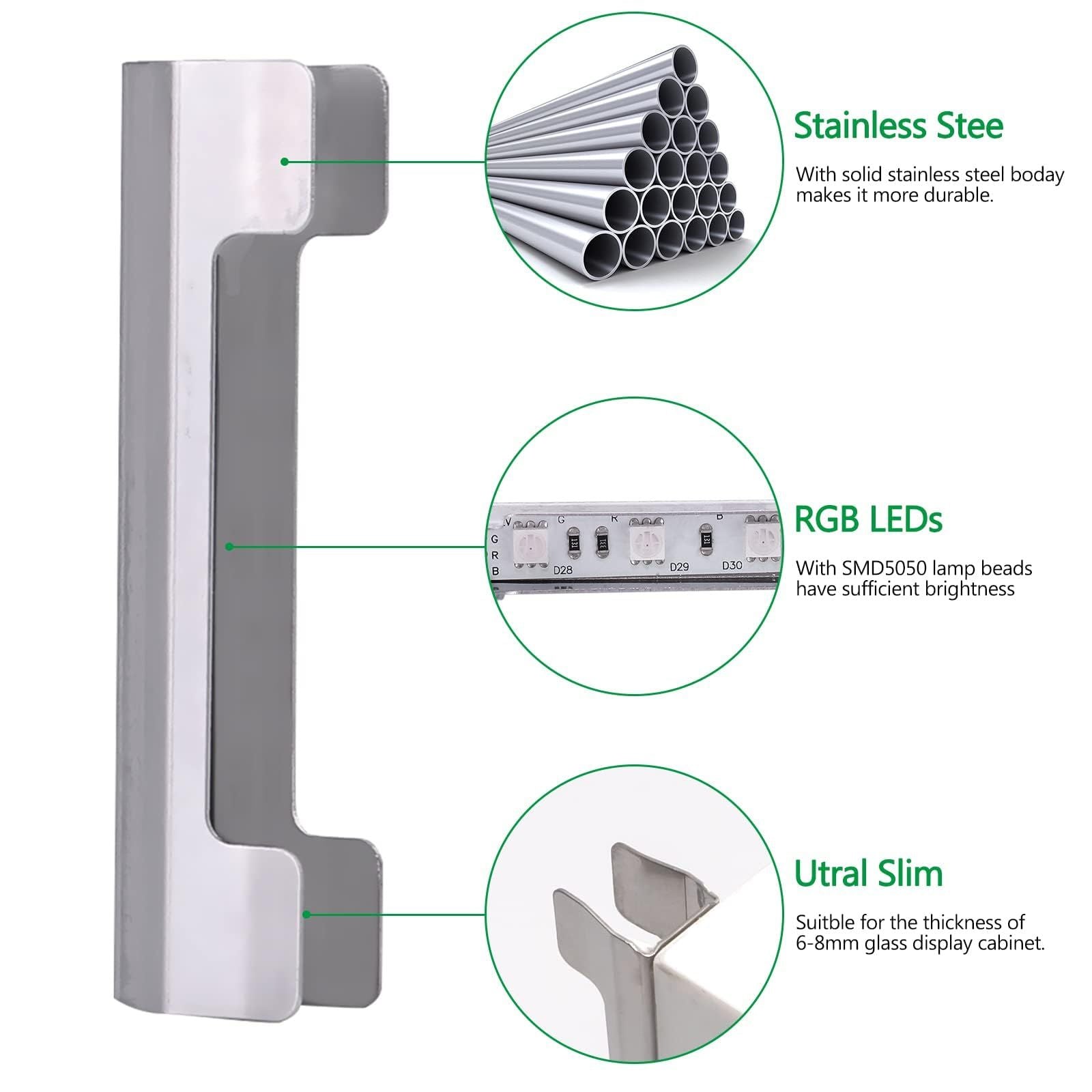 Premium RGB LED Glass Shelf Light Kit – 4 Lights with RF Remote & Clip-On Design