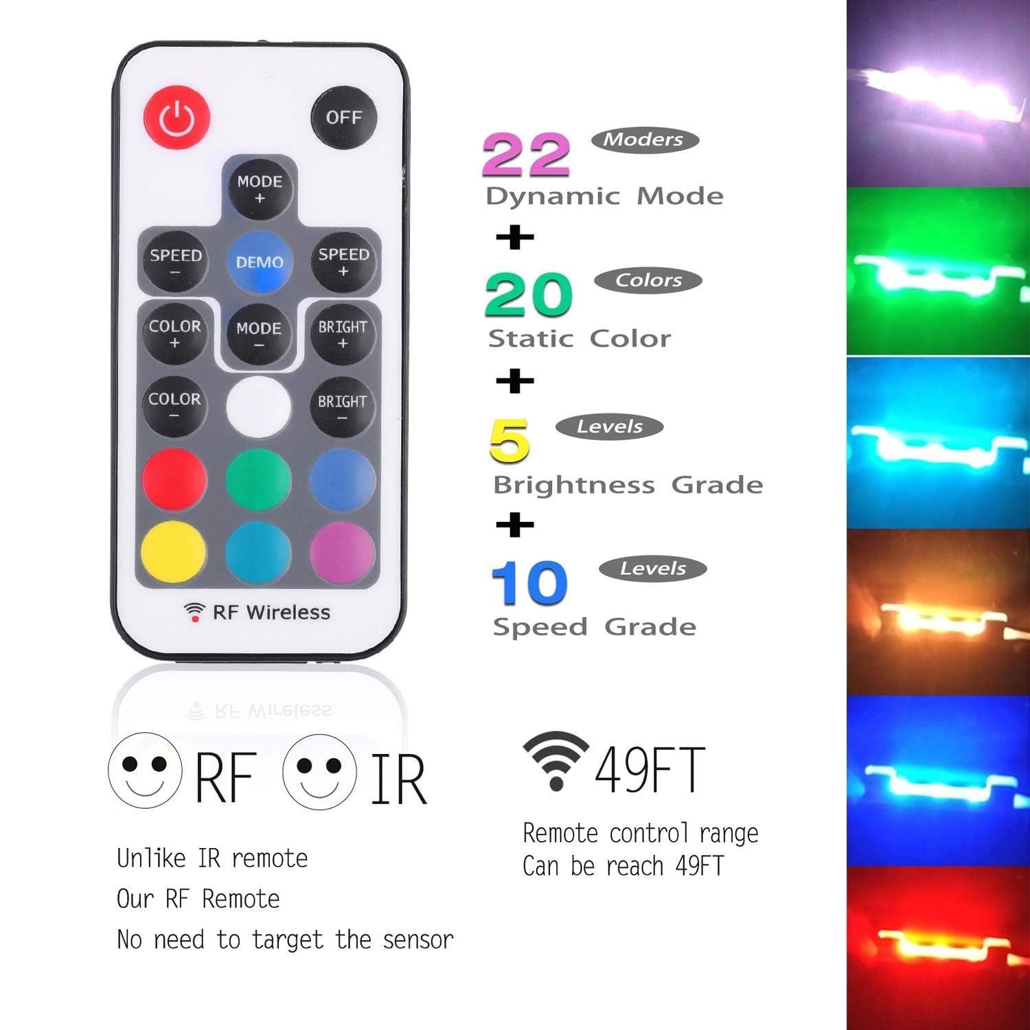 Premium RGB LED Glass Shelf Light Kit – 4 Lights with RF Remote & Clip-On Design
