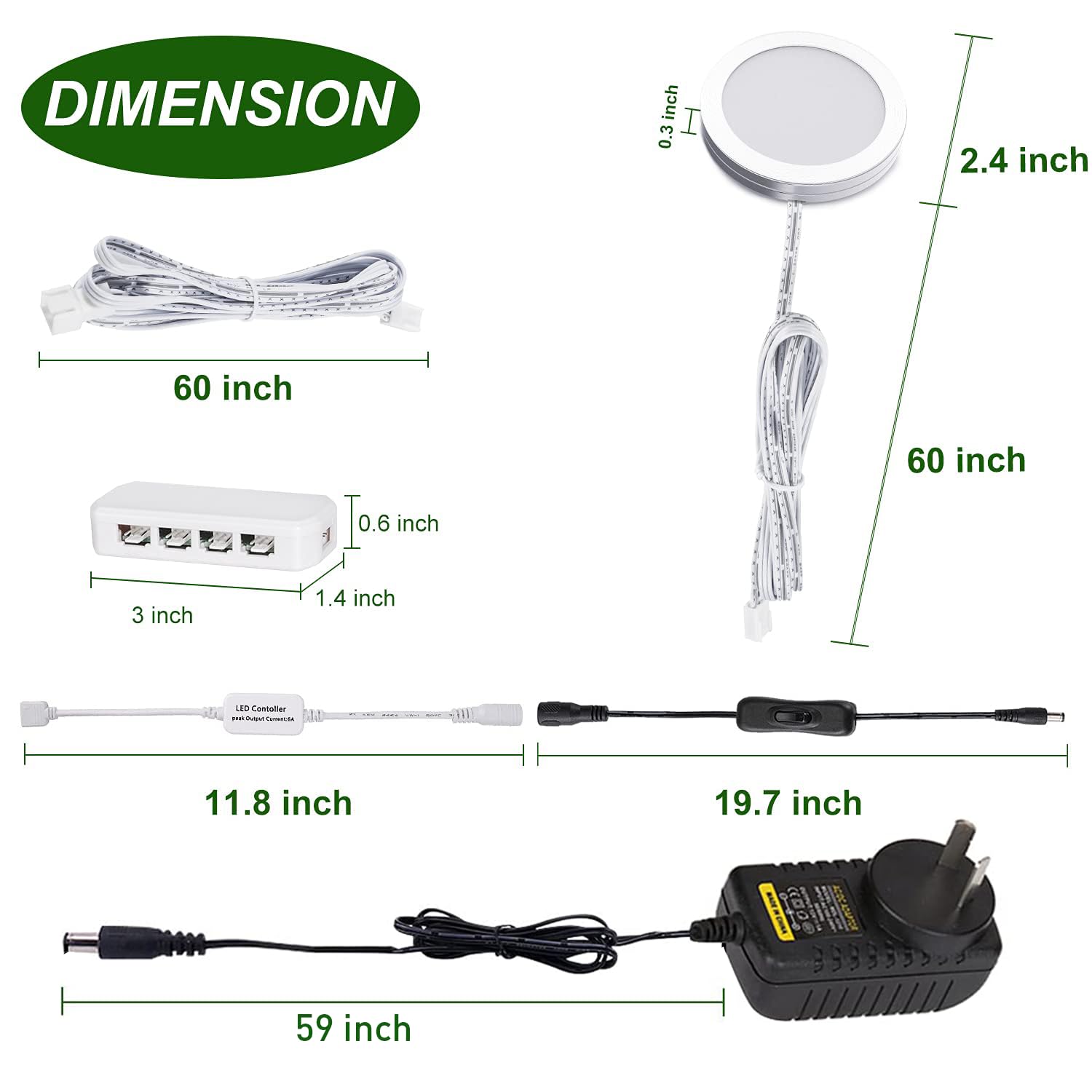 LED Under Cabinet Puck Lights Kit, CCT Adjustable, Dimmable RF Remote, 8 Lights, 24W - SuperSaverAU - view 3