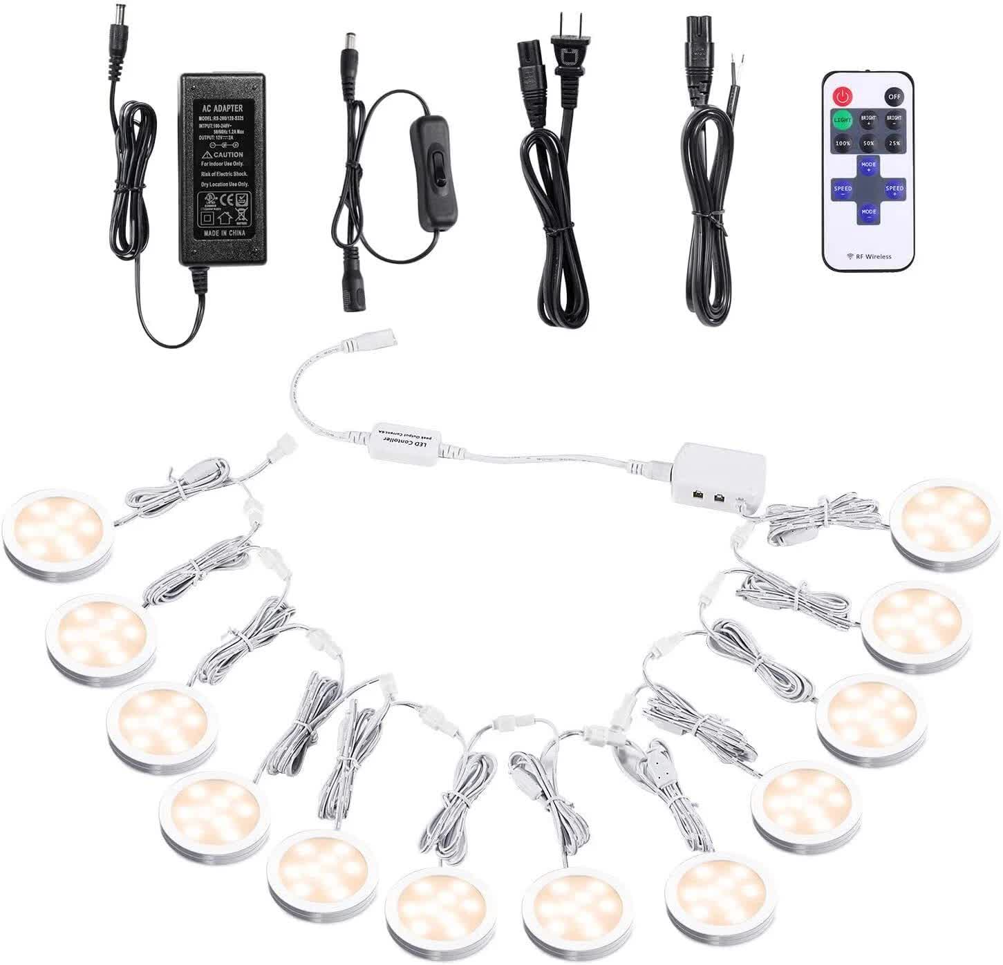 Linkable Under Cabinet LED Puck Lights 12V Dimmable with Wireless RF Remote Control - SuperSaverAU - view 1