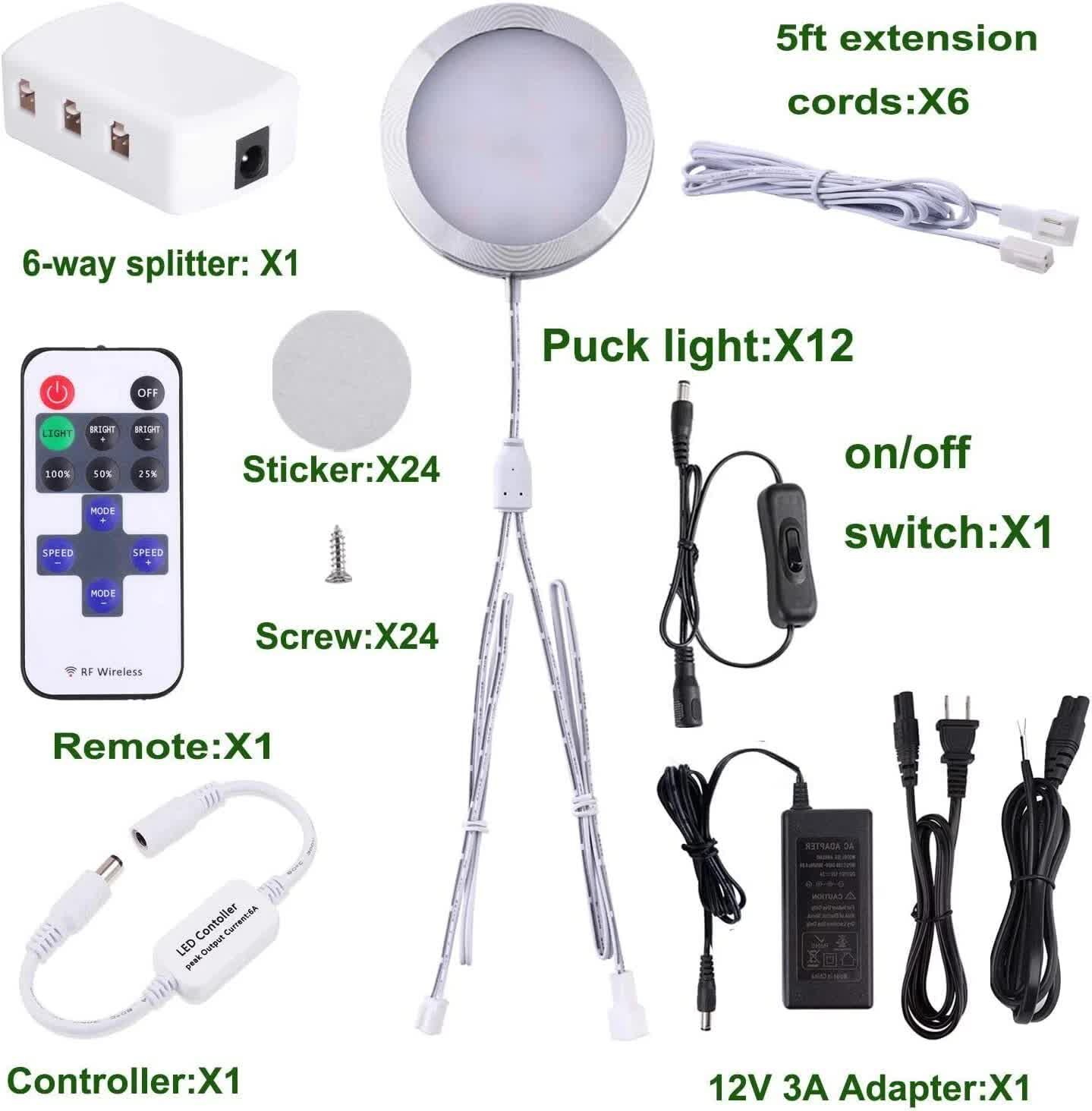 Linkable Under Cabinet LED Puck Lights 12V Dimmable with Wireless RF Remote Control - SuperSaverAU - view 2