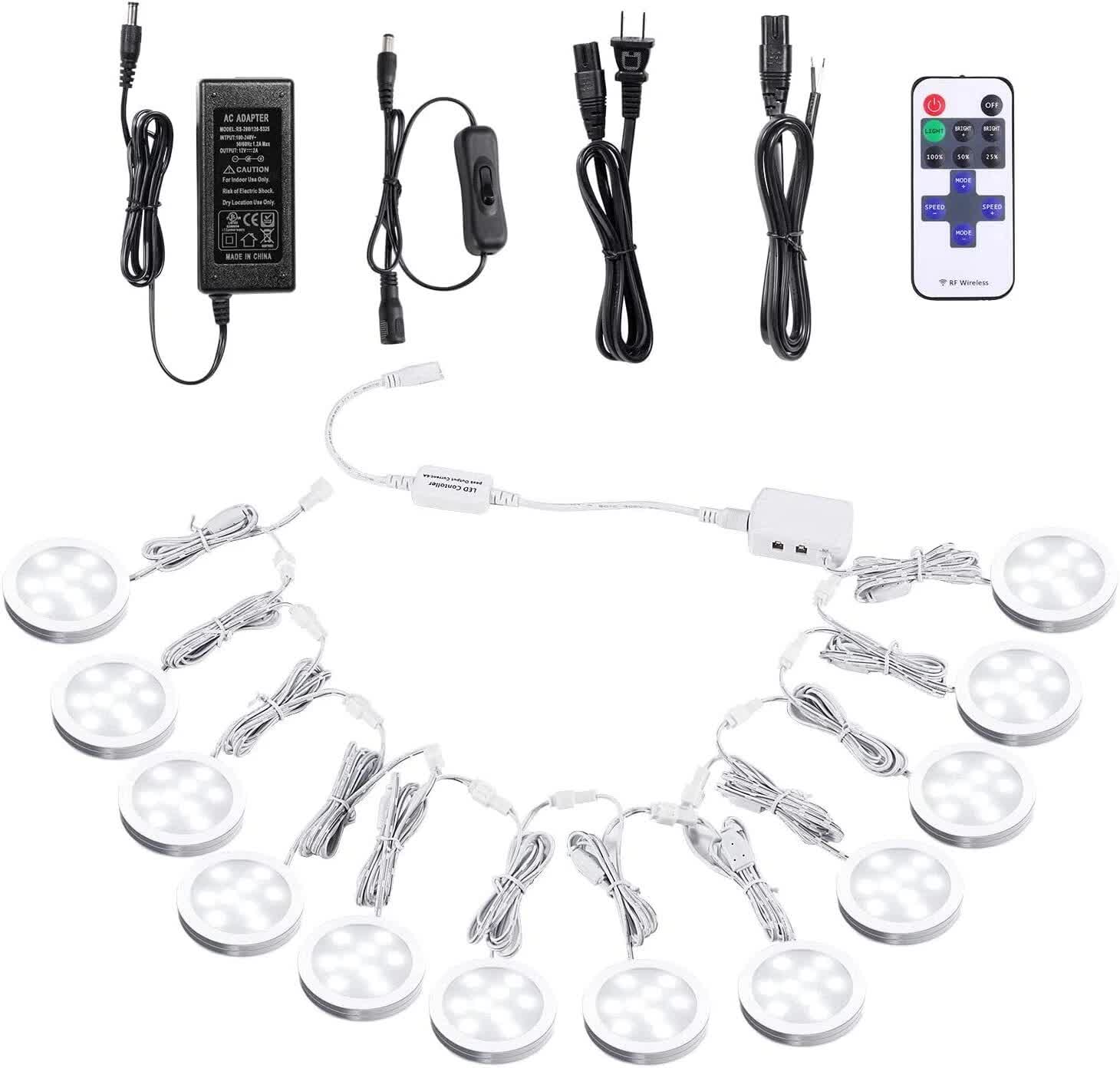 Linkable Under Cabinet LED Puck Lights 12V Dimmable with Wireless RF Remote Control - SuperSaverAU - view 1