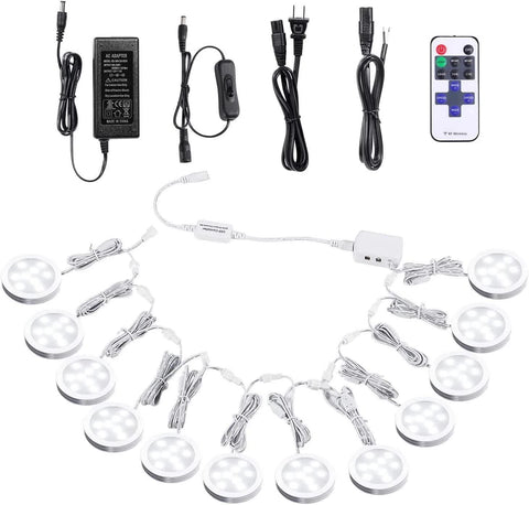 Linkable Under Cabinet LED Puck Lights 12V Dimmable with Wireless RF Remote Control - SuperSaverAU - view 1