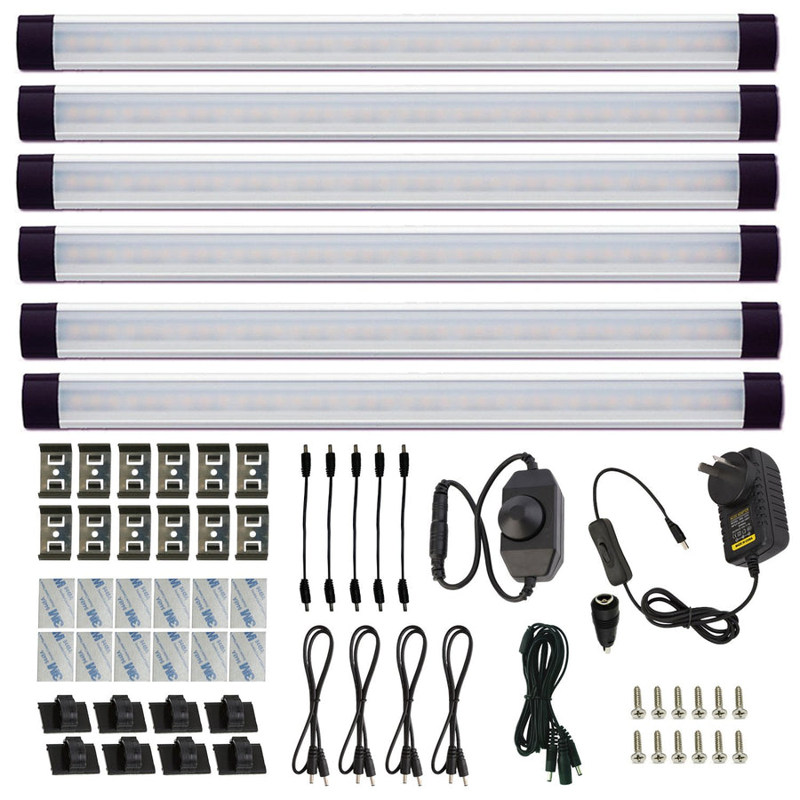 Dimmable LED Under Cabinet Lighting Kit, 6 Panel Warm White, Linkable, Safe to Use - SuperSaverAU - view 1