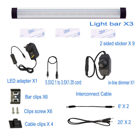 Dimmable LED Under Cabinet Lighting Bar Kit, Linkable, 3 Panels, Cold White - SuperSaverAU - view 2