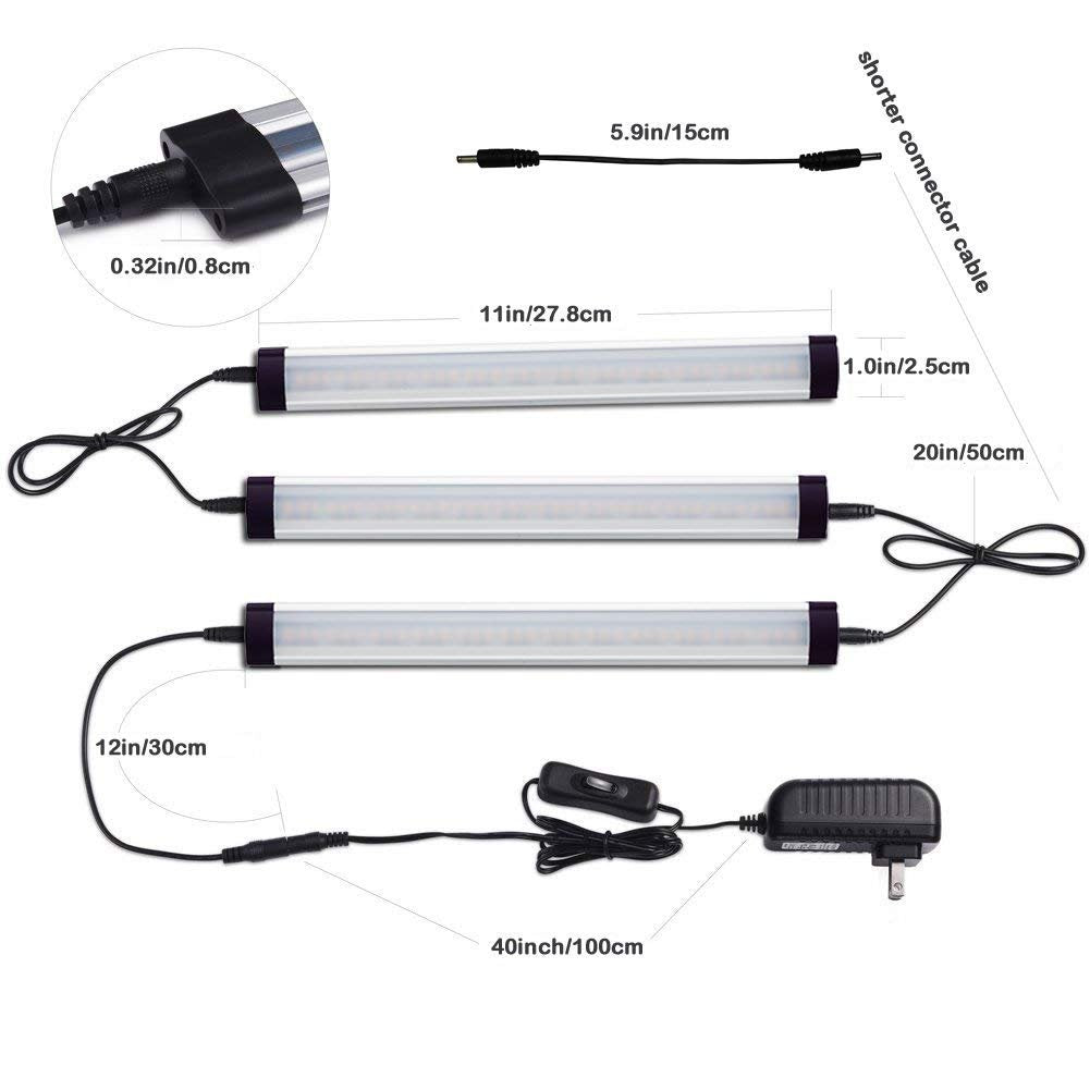 Dimmable LED Under Cabinet Lighting Bar Kit, Linkable, 3 Panels, Cold White - SuperSaverAU - view 3