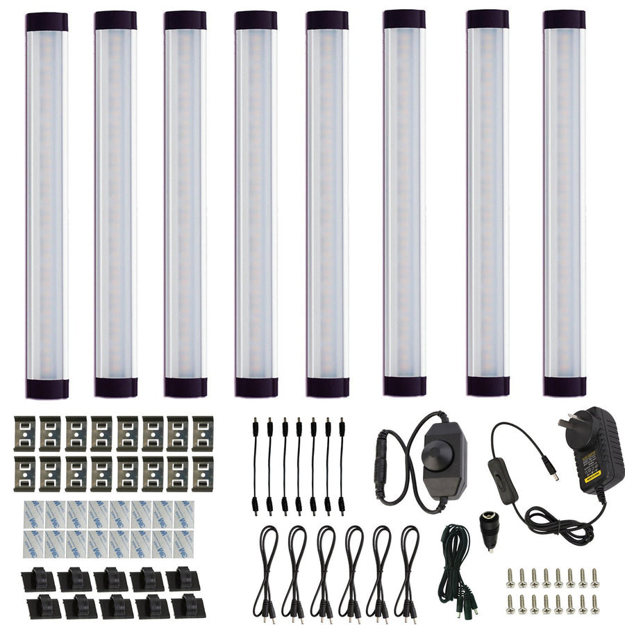 Dimmable LED Under Cabinet Lighting Bar Kits, Linkable, 8 Panels, Cold White - SuperSaverAU - view 1