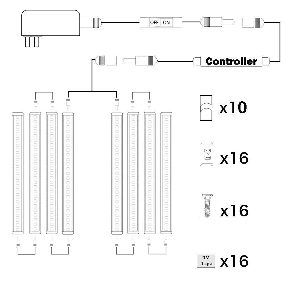 Dimmable LED Under Cabinet Lighting Bar Kits, Linkable, 8 Panels, Cold White - SuperSaverAU - view 2