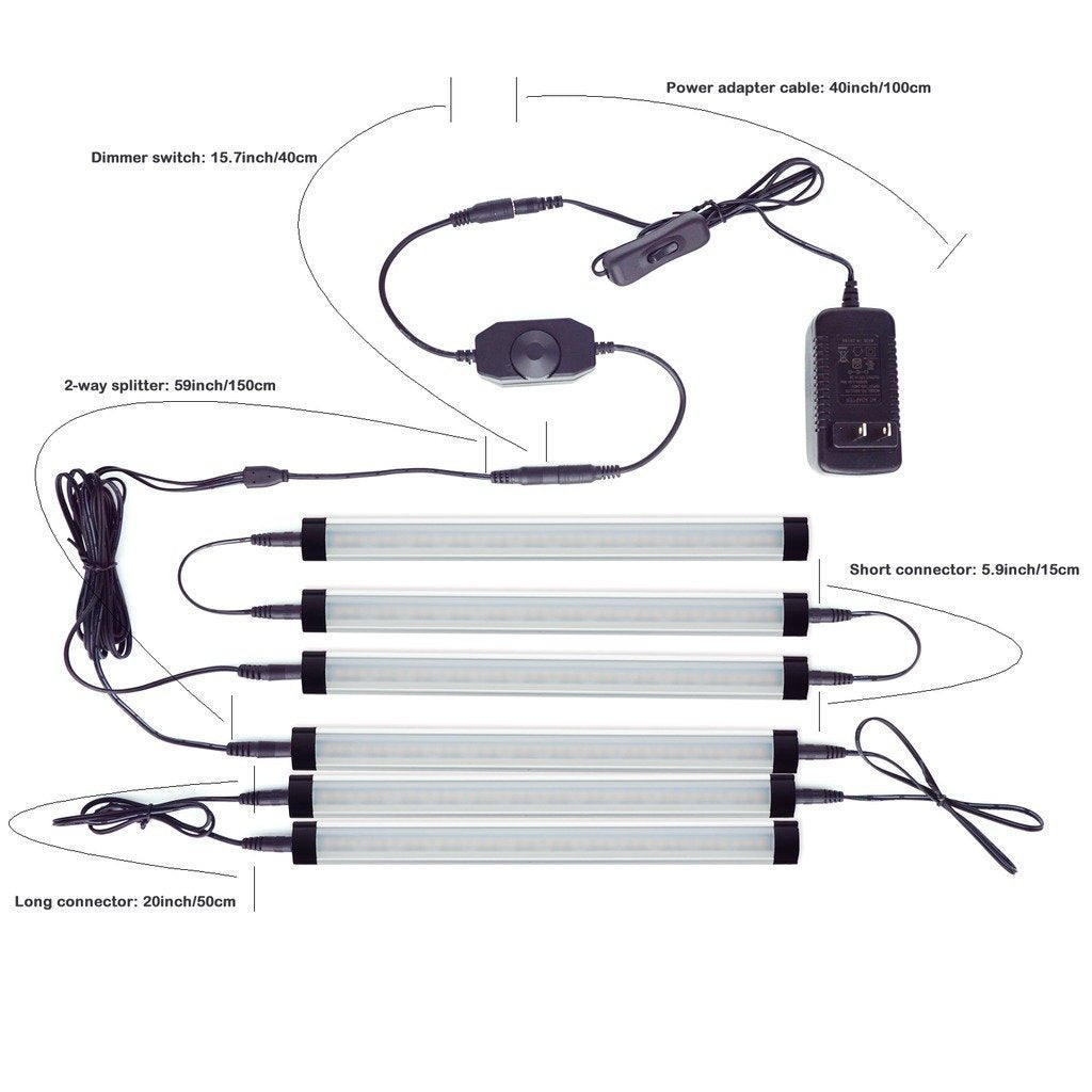 Dimmable LED Under Cabinet Lighting Bar Kit, Linkable, 6 Panels, Cold White - SuperSaverAU - view 2