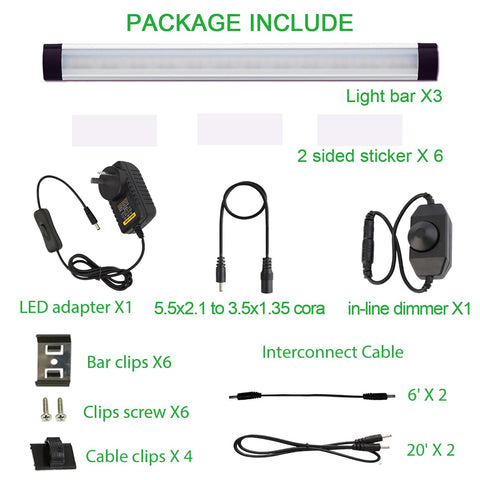 Dimmable LED Under Cabinet Lighting Bar Kit, 3 Panels, Linkable, Warm White - SuperSaverAU - view 2