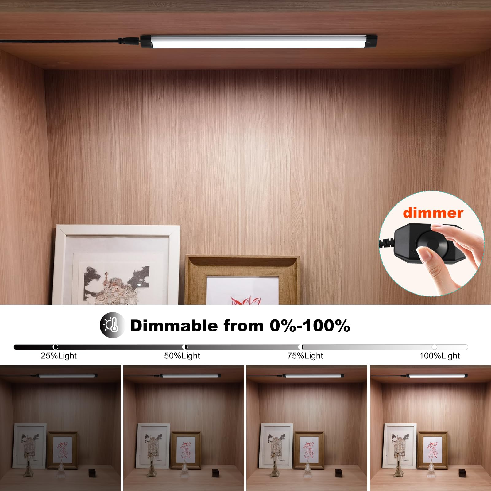 Dimmable LED Under Cabinet Lighting Bar Kit, 3 Panels, Linkable, Warm White - SuperSaverAU - view 3