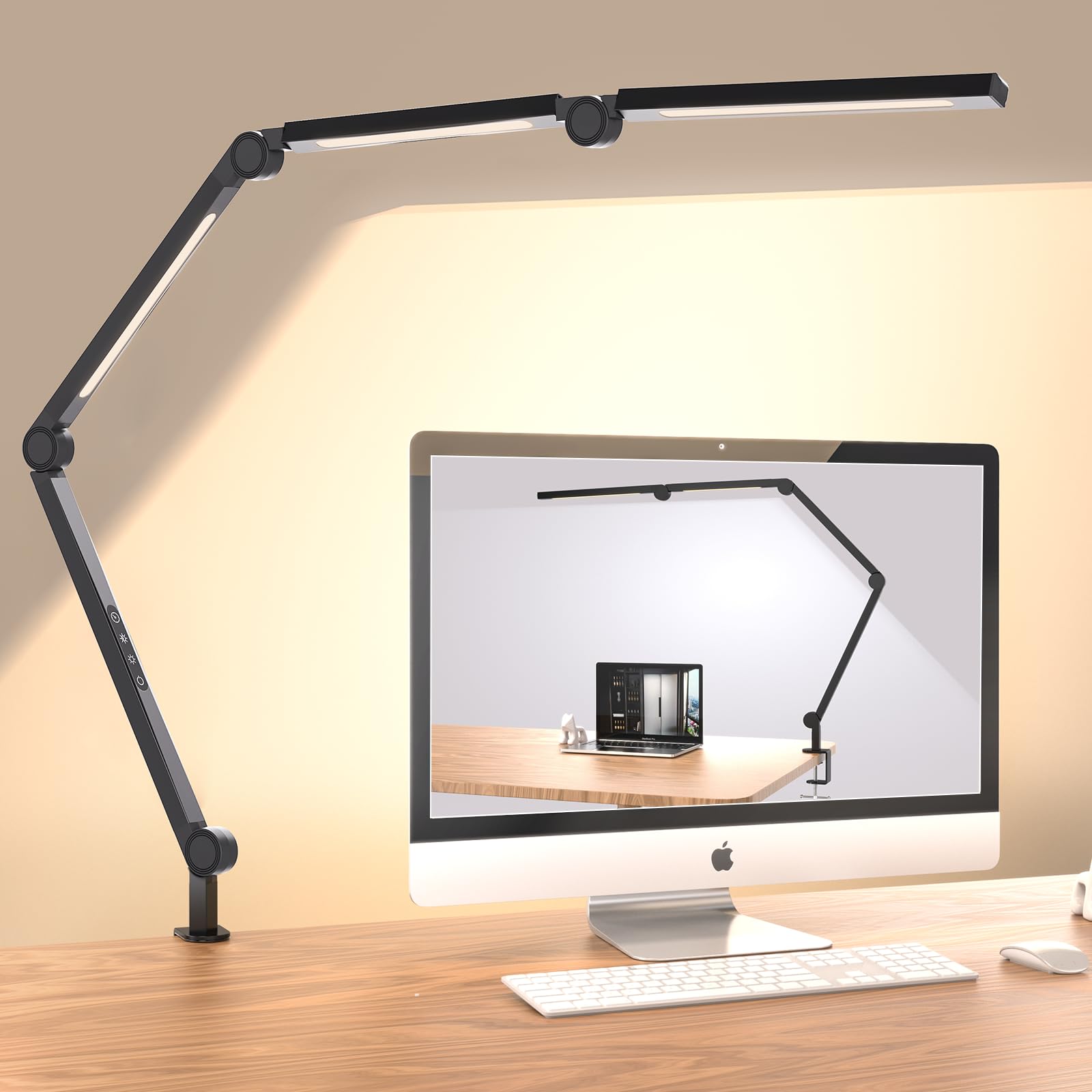 LED Desk Lamp, Foldable Table Lamp with 360 Rotation, 4 Color Temps, 5 Brightness Levels, Black - SuperSaverAU - view 1