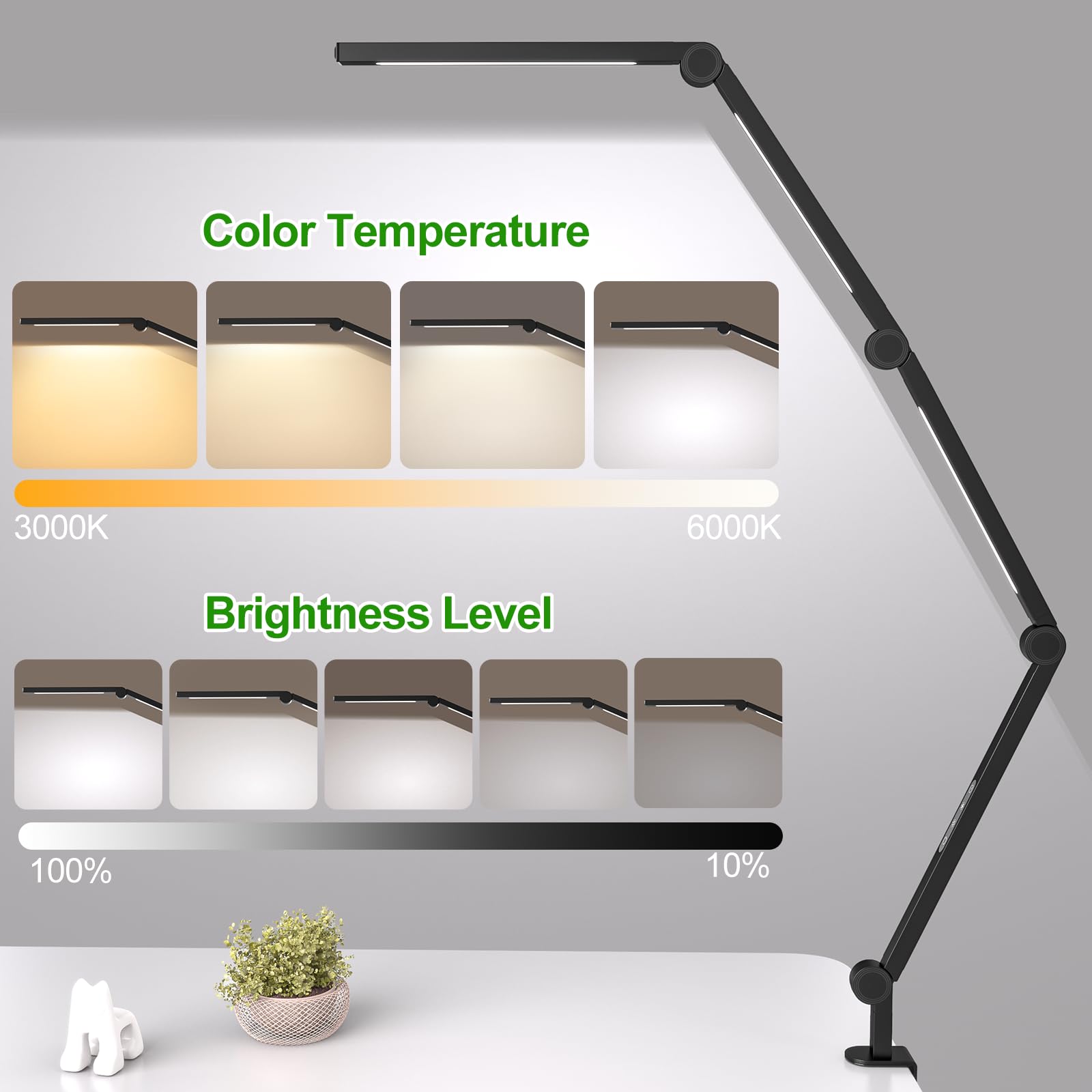 LED Desk Lamp, Foldable Table Lamp with 360 Rotation, 4 Color Temps, 5 Brightness Levels, Black - SuperSaverAU - view 4