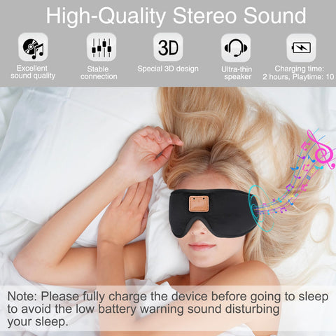 Bluetooth Sleep Headphones Eye Mask, 2-in-1 with Rechargeable Battery, 23-28 Inch - SuperSaverAU - view 2