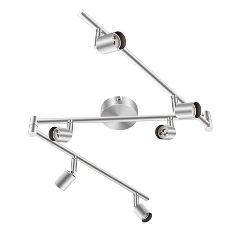 Brush Nickel 6-Light Ceiling Spotlight Kit, Swivelling Design, Dimmable, Easy Install - SuperSaverAU - view 1