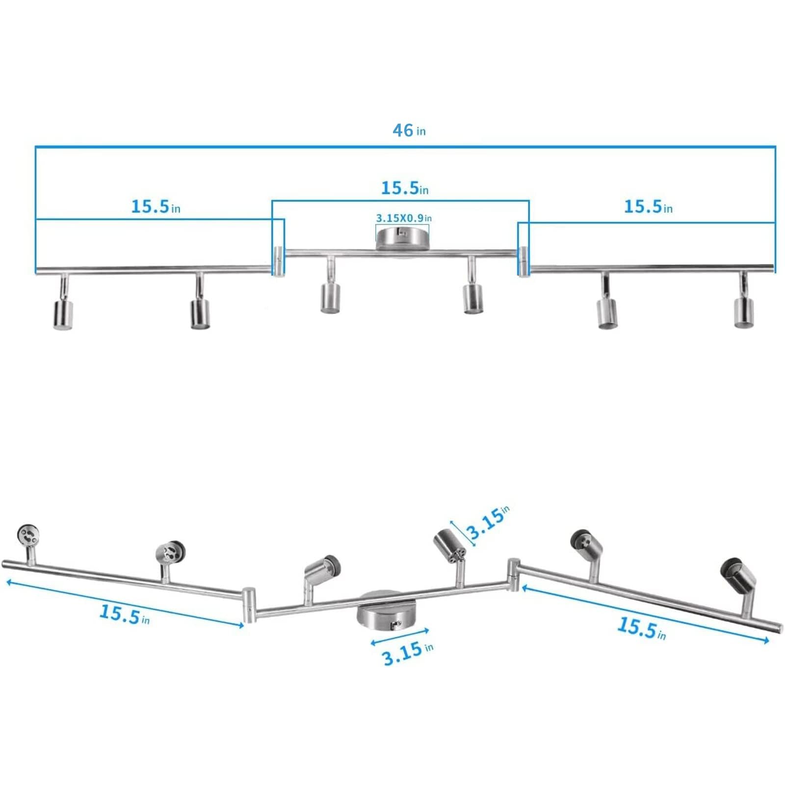 Brush Nickel 6-Light Ceiling Spotlight Kit, Swivelling Design, Dimmable, Easy Install - SuperSaverAU - view 2