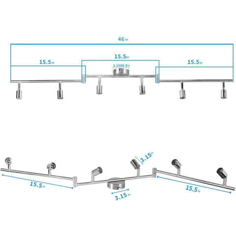 Brush Nickel 6-Light Ceiling Spotlight Kit, Swivelling Design, Dimmable, Easy Install - SuperSaverAU - view 2