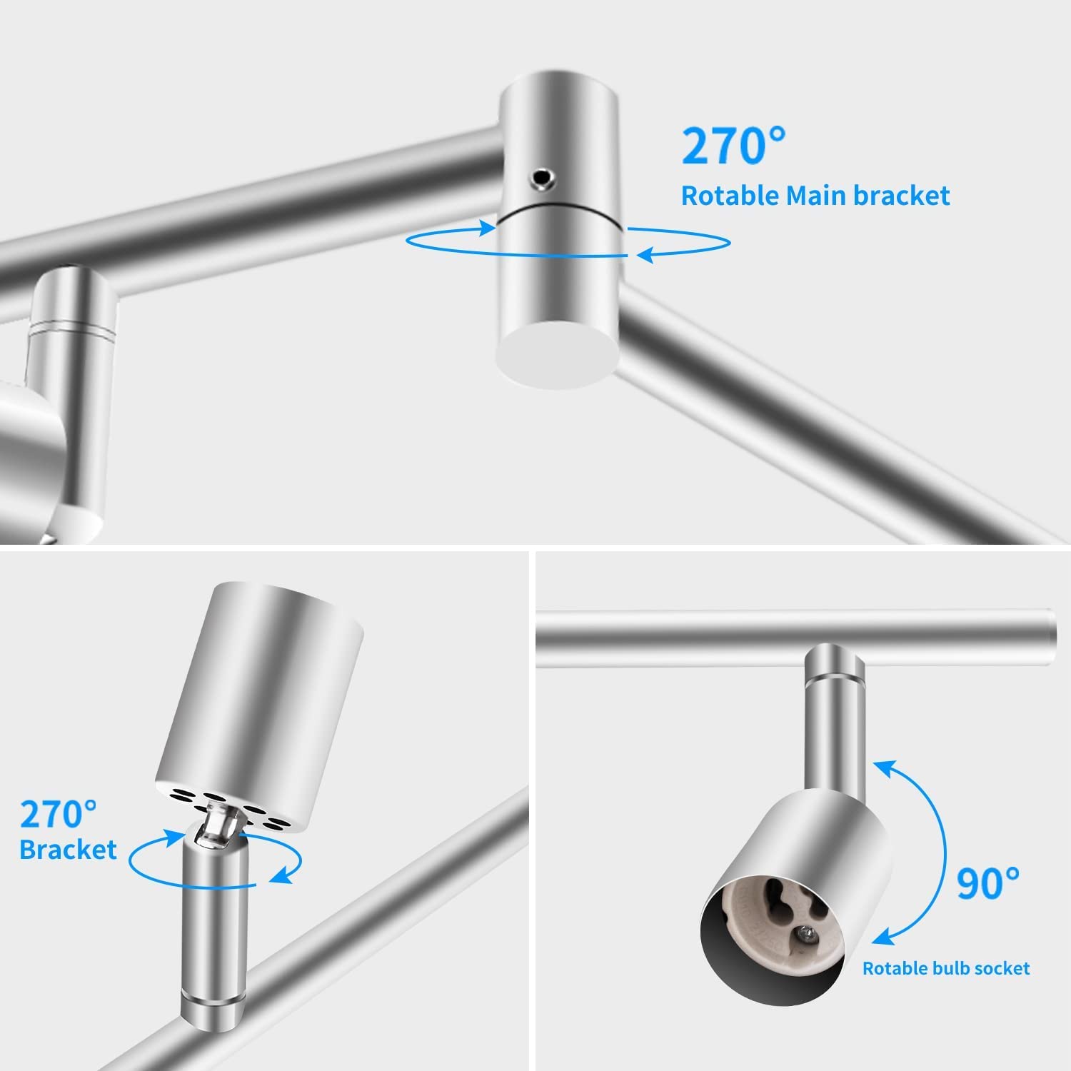 Brush Nickel 6-Light Ceiling Spotlight Kit, Swivelling Design, Dimmable, Easy Install - SuperSaverAU - view 3