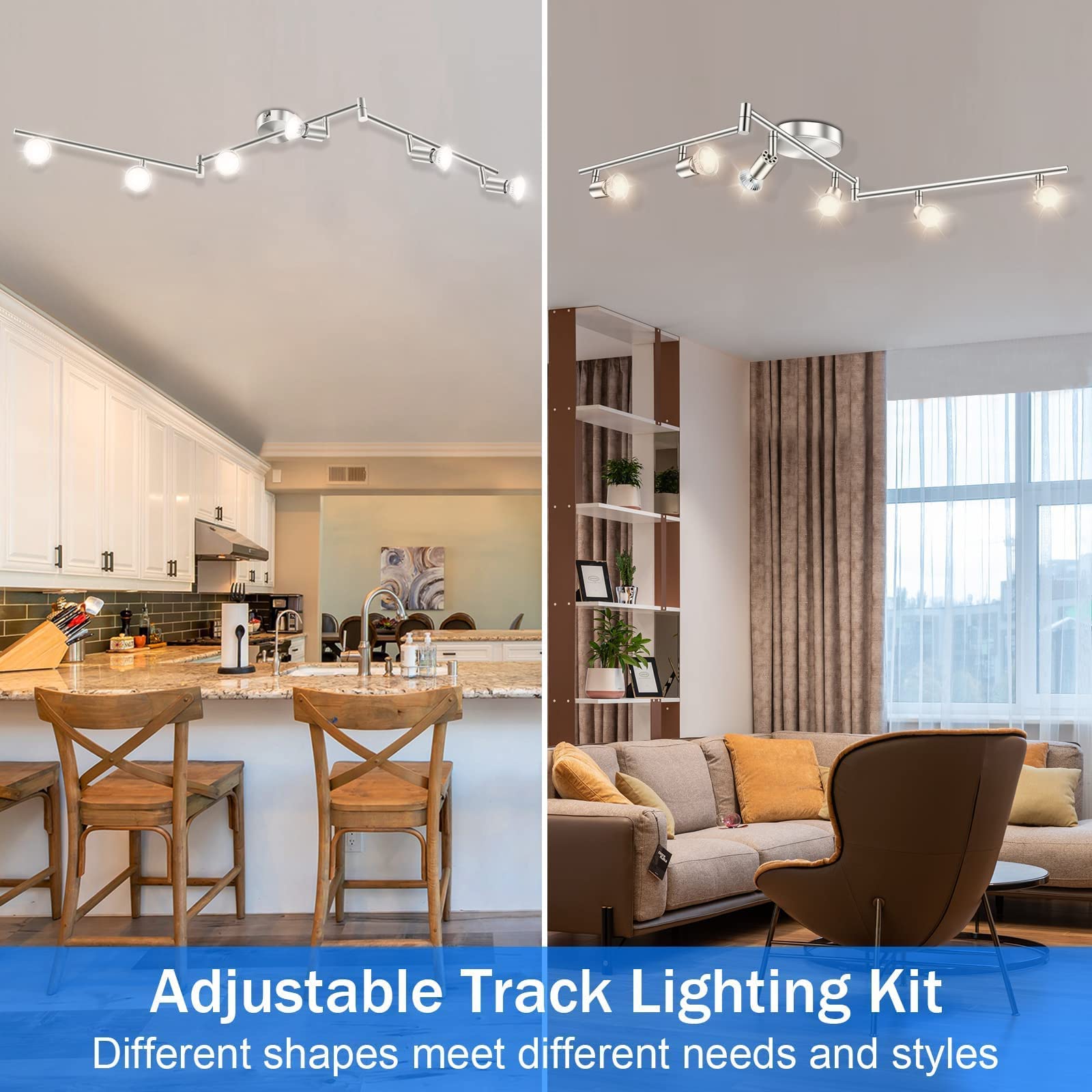 Brush Nickel 6-Light Ceiling Spotlight Kit, Swivelling Design, Dimmable, Easy Install - SuperSaverAU - view 5