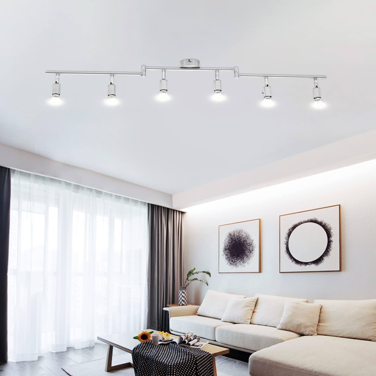 Brush Nickel 6-Light Ceiling Spotlight Kit, Swivelling Design, Dimmable, Easy Install - SuperSaverAU - view 6