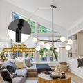 Modern Sputnik Chandelier 8 Lights, Height Adjustable, Sloped Ceiling Adapter - SuperSaverAU - view 4