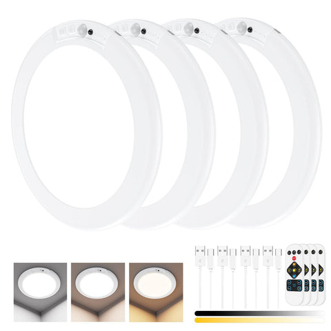 Premium Rechargeable Motion Sensor Ceiling Lights – 4 Pack, 4500mAh with Remote