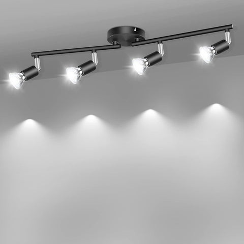 LED Ceiling Light, 4 Way Rotatable Spot Lights, Flexible Design, Black, GU10 Bulb Trims - SuperSaverAU - view 1