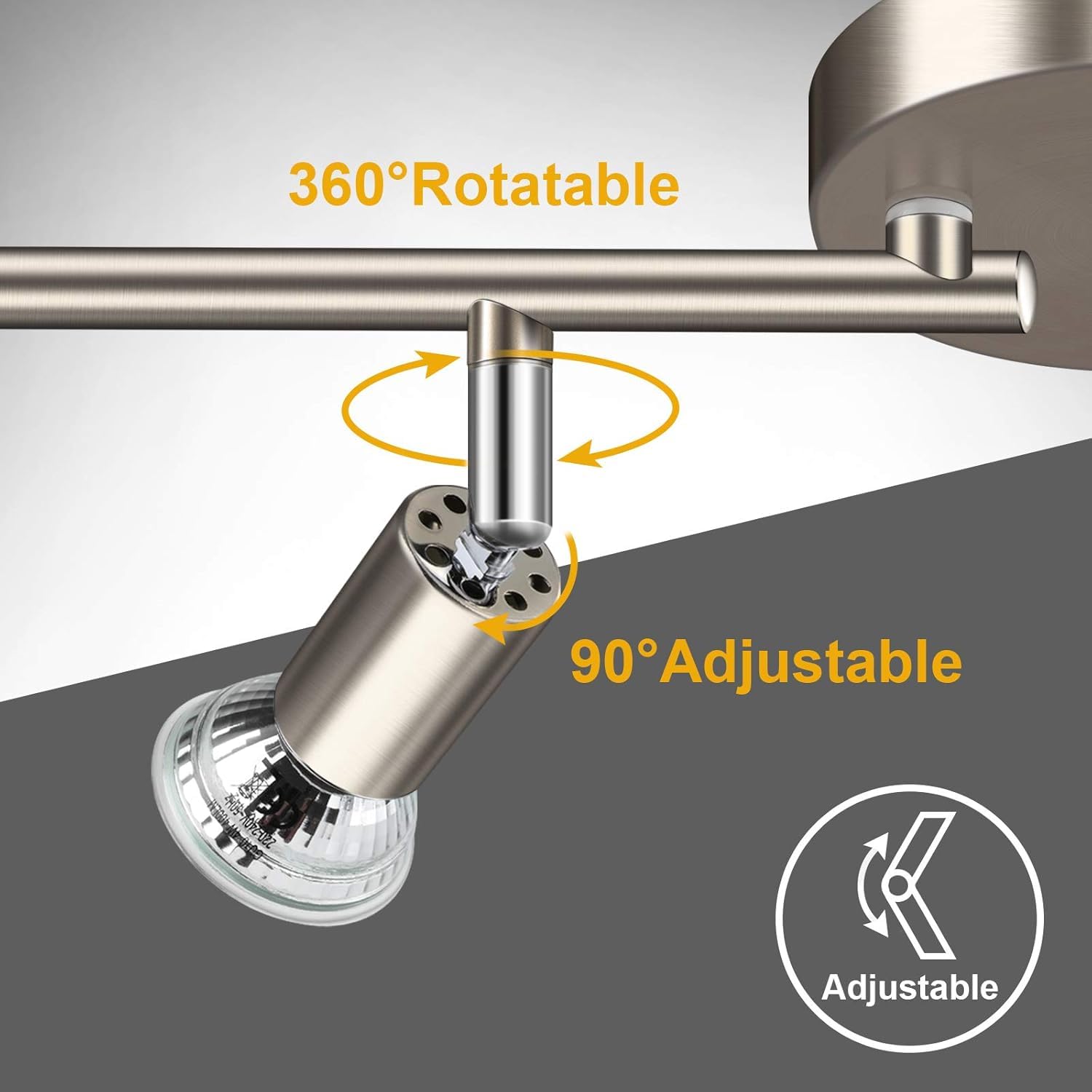 LED Ceiling Light, 4 Way Rotatable Spot Lights, Black Nickel, GU10 Bulb Trims - SuperSaverAU - view 3