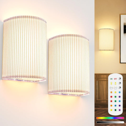 Battery Operated Wall Sconces Set of 2, 5000mAh RGB Lamp with Remote & Timer - SuperSaverAU - view 1