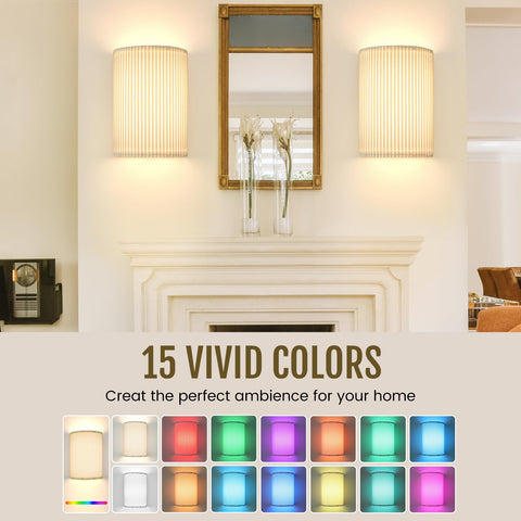 Battery Operated Wall Sconces Set of 2, 5000mAh RGB Lamp with Remote & Timer - SuperSaverAU - view 2