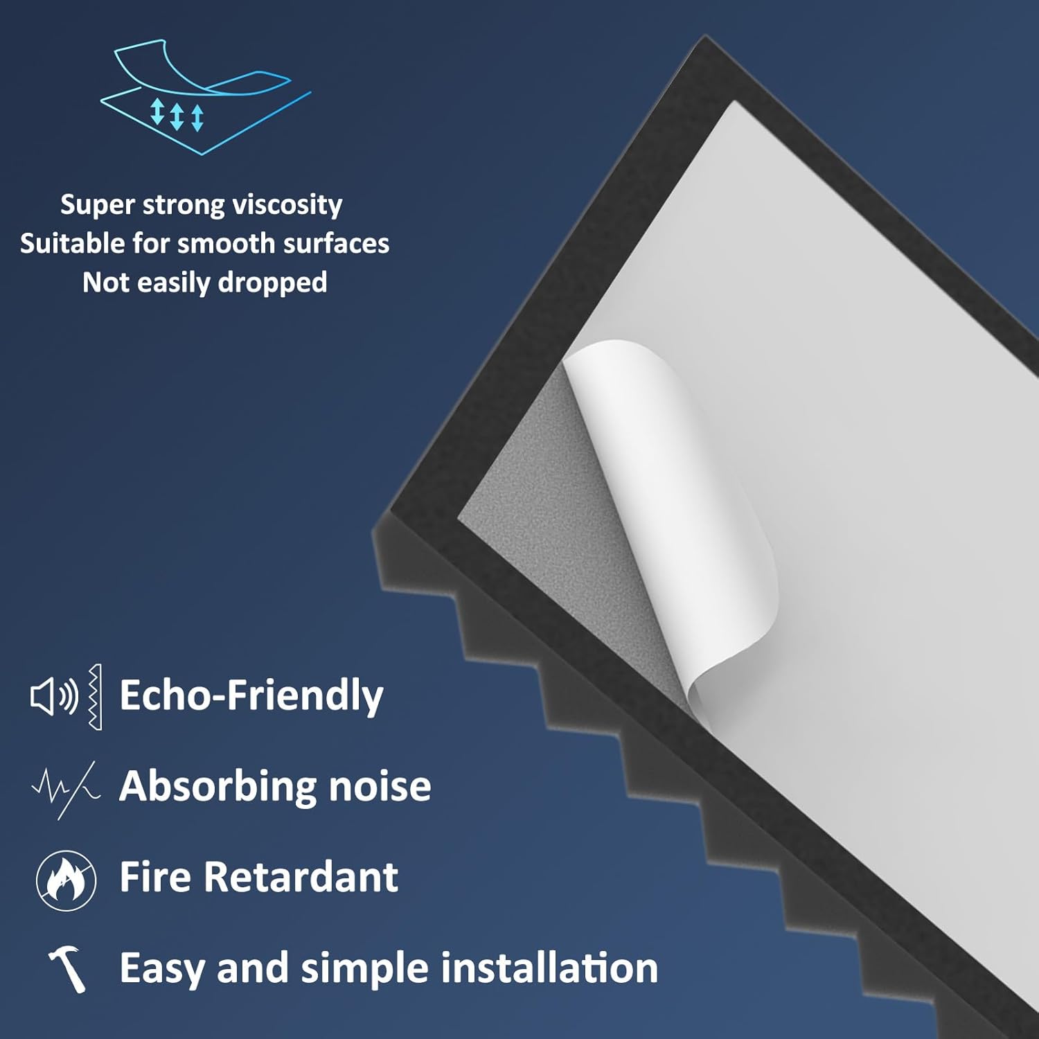 JBER Acoustic Foam Pyramid Panels 24pcs 30x30x5cm - Black