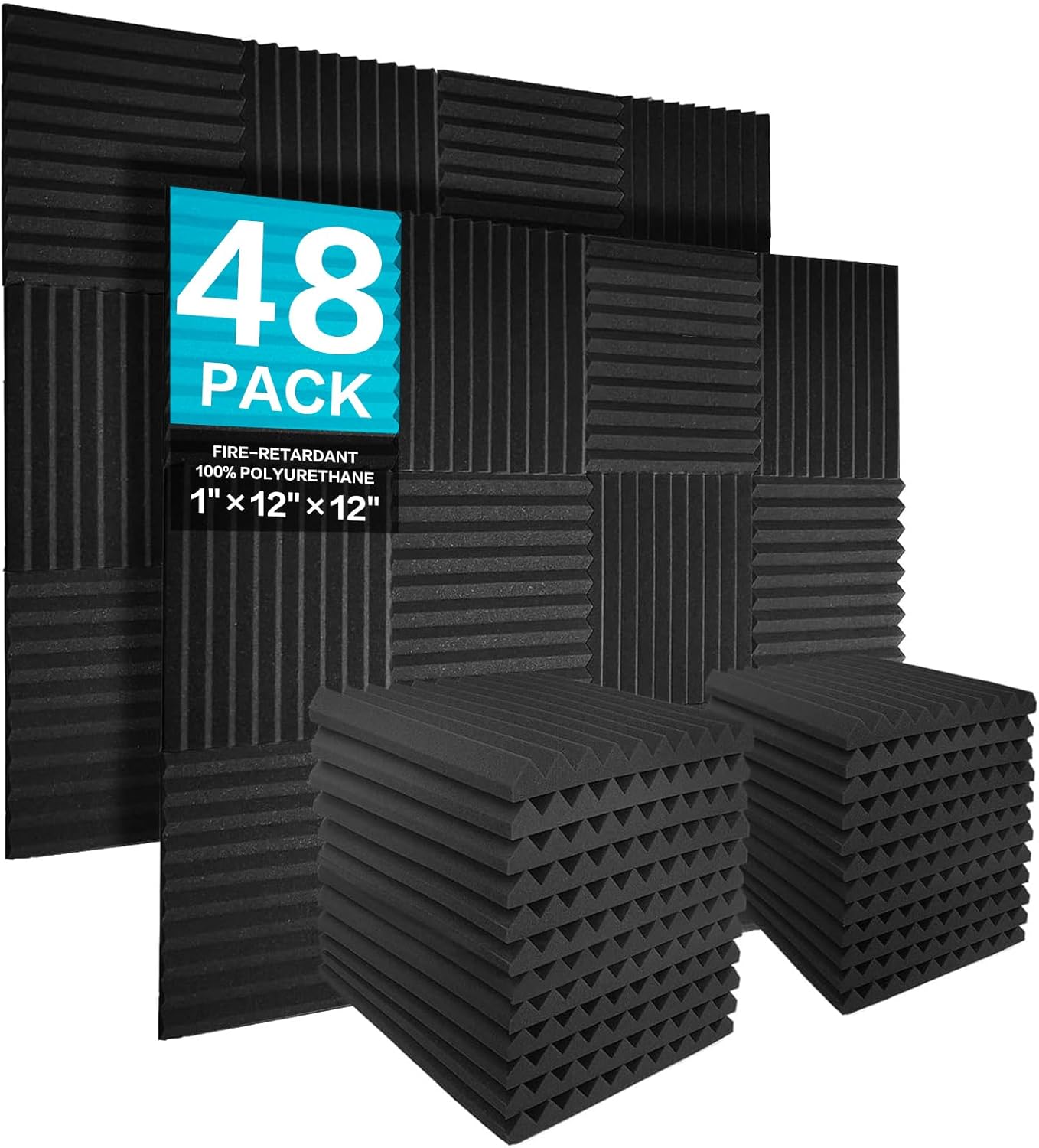 JBER Acoustic Foam Wedges 48pcs 30x30x2.5cm for Soundproof Padding Wall - SuperSaverAU - view 1