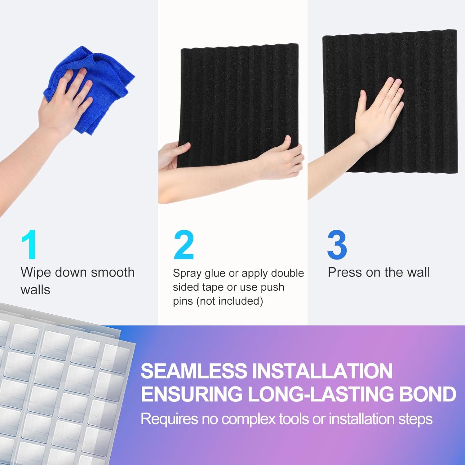 JBER Acoustic Foam Wedges 48pcs 30x30x2.5cm for Soundproof Padding Wall - SuperSaverAU - view 4