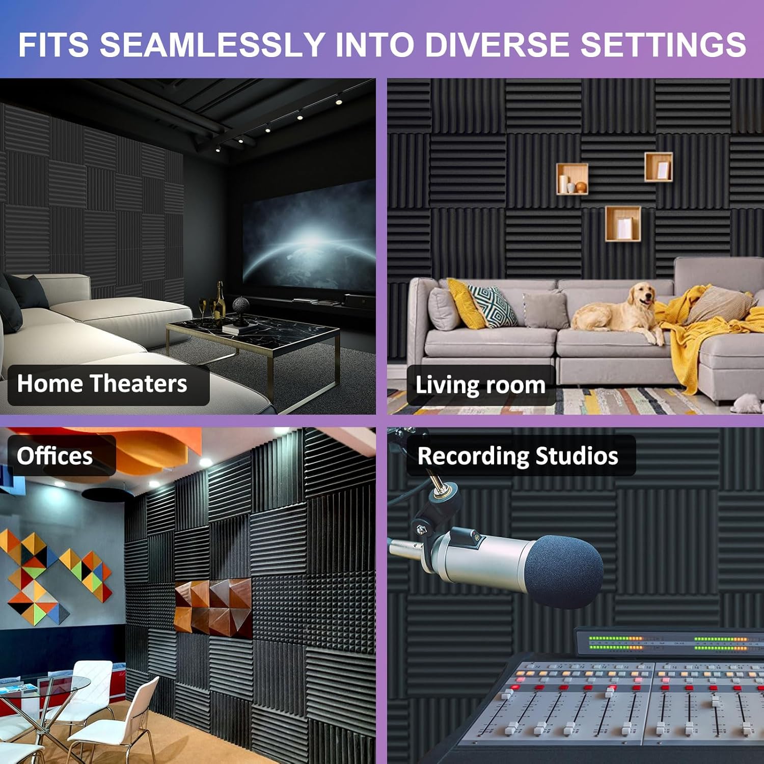 JBER Acoustic Foam Wedges 48pcs 30x30x2.5cm for Soundproof Padding Wall - SuperSaverAU - view 7