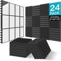 JBER Acoustic Foam Wedge Panels 24pcs 30x30x5cm - Black